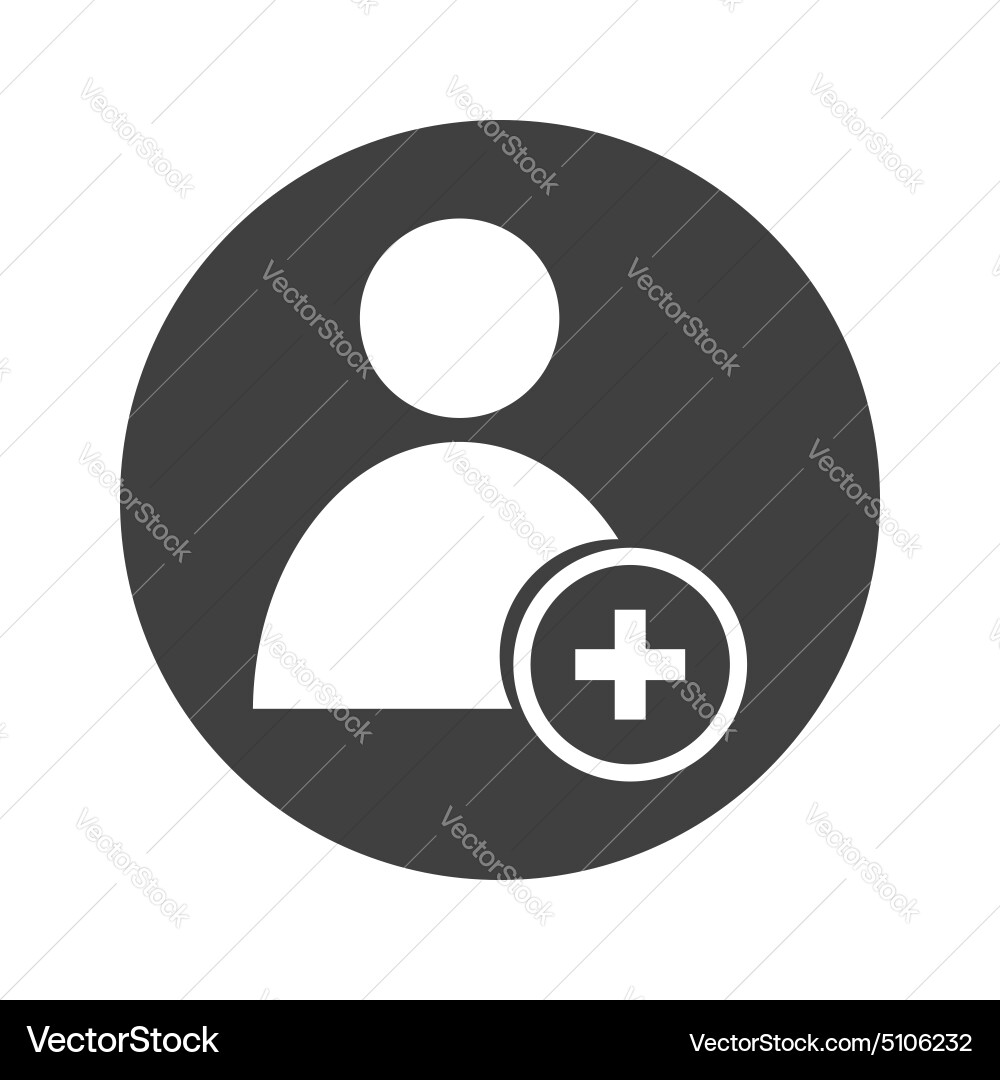 Monochrome round add user icon vector image