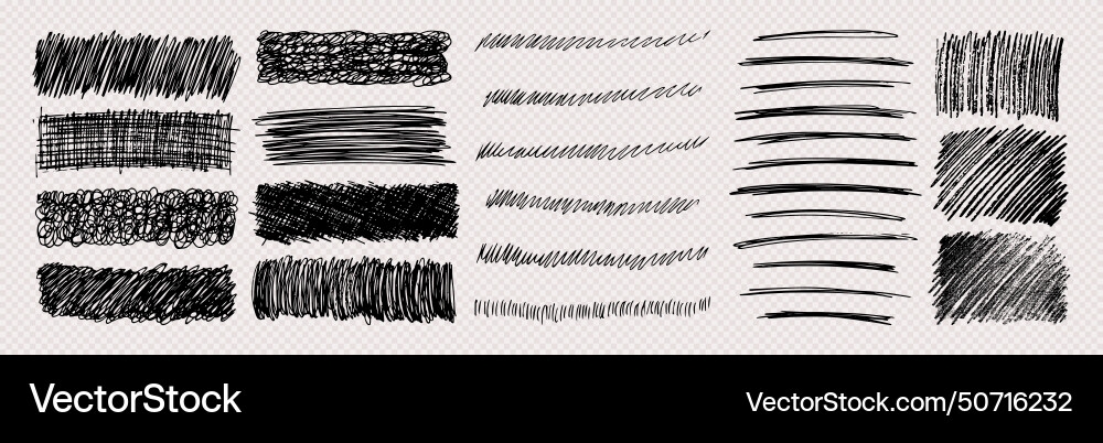 Set of rectangle scribble smears drawn with pen vector image
