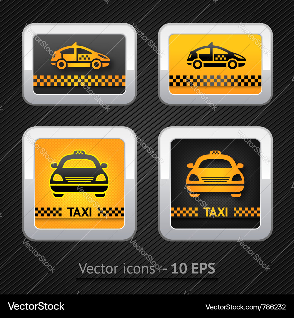 Taxi cab set buttons on background pixel vector image