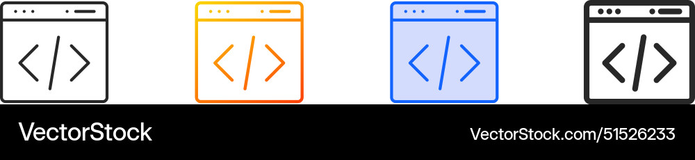 Coding iconthin linear gradient blue stroke Coding iconthin linear gradient blue stroke vector image