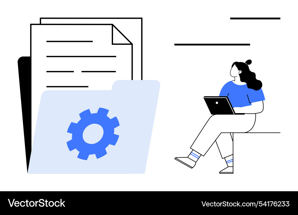 Digital document management with folder settings Vector Image