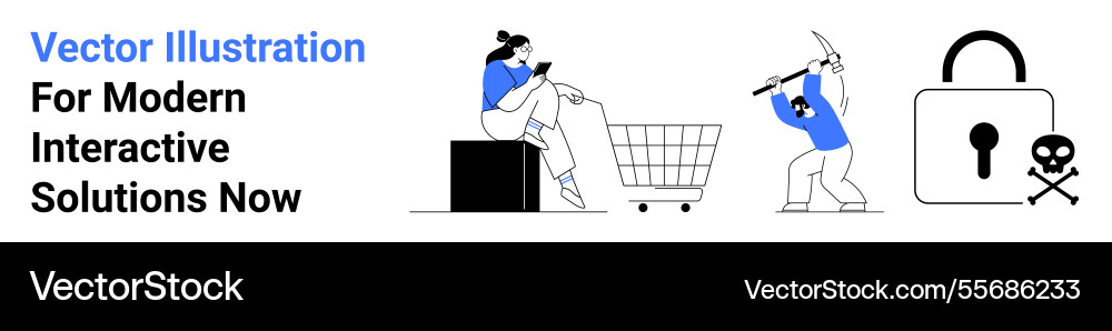 Digital security and e-commerce risks with hacker Digital security and e-commerce risks with hacker vector image