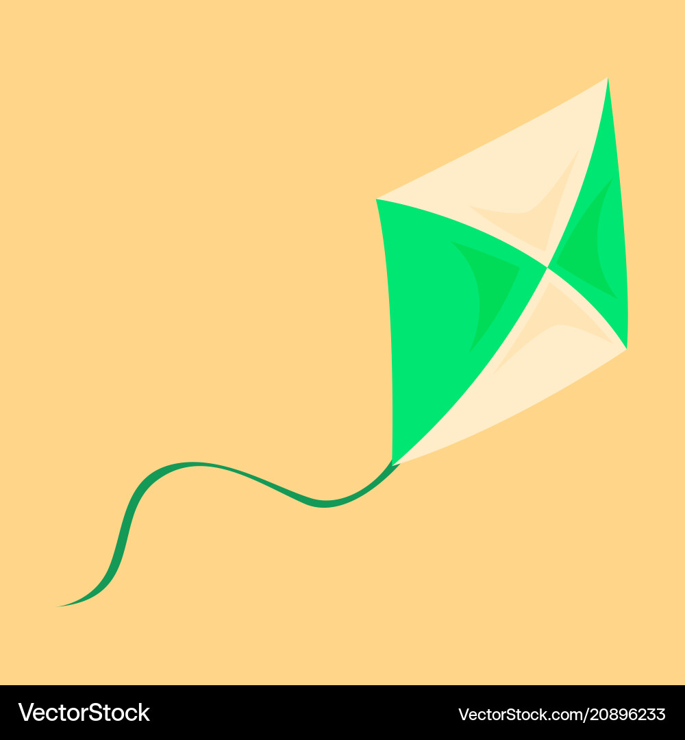 Fly kite with string and shadow on child toy vector image