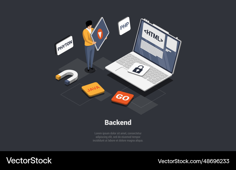 Front and back end of development responsive web Front and back end of development responsive web vector image