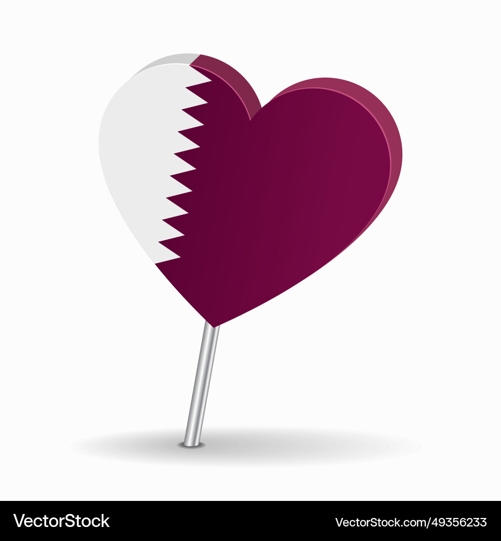 Qatar Flag Heart Map Pointer vector image