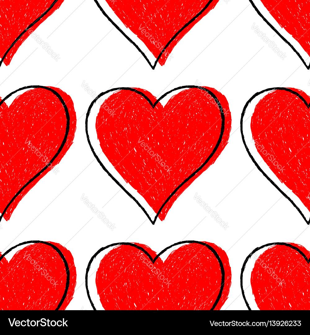 Seamless pattern red heart with contour Seamless pattern red heart with contour vector image