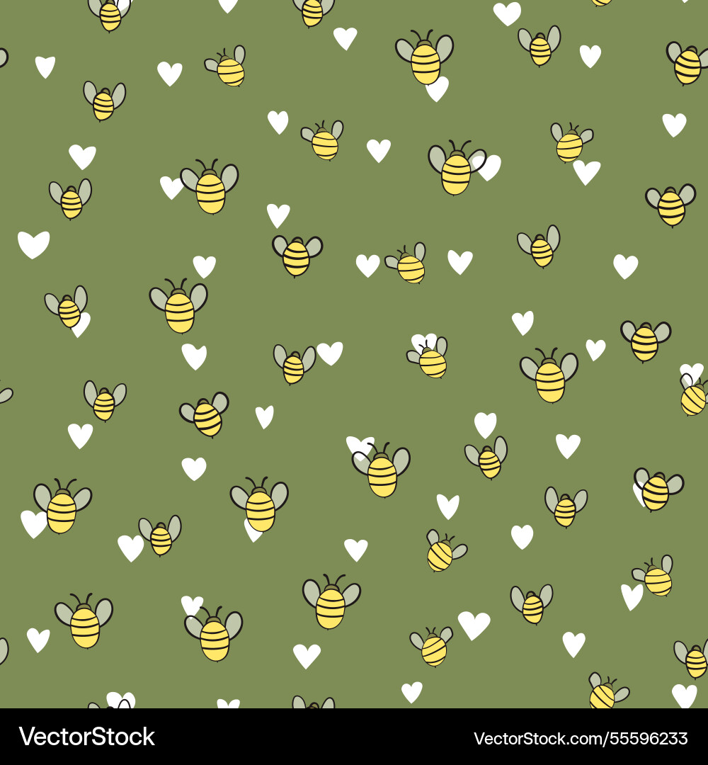 Seamless pattern with bees on color background Vector Image