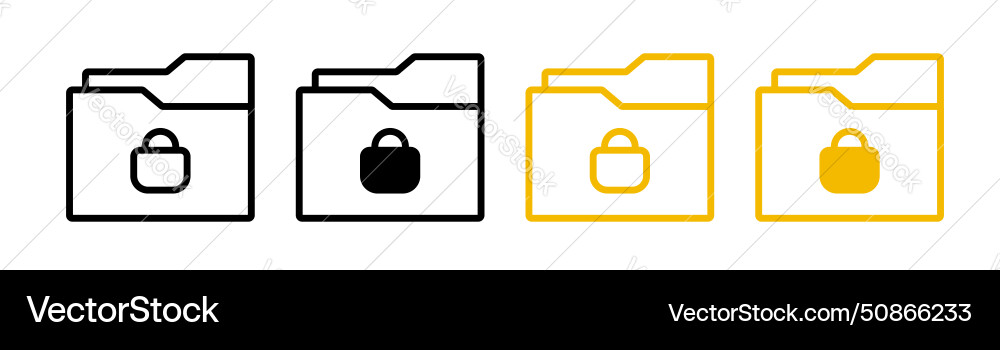 Secret folder icon set confidential data secure Vector Image