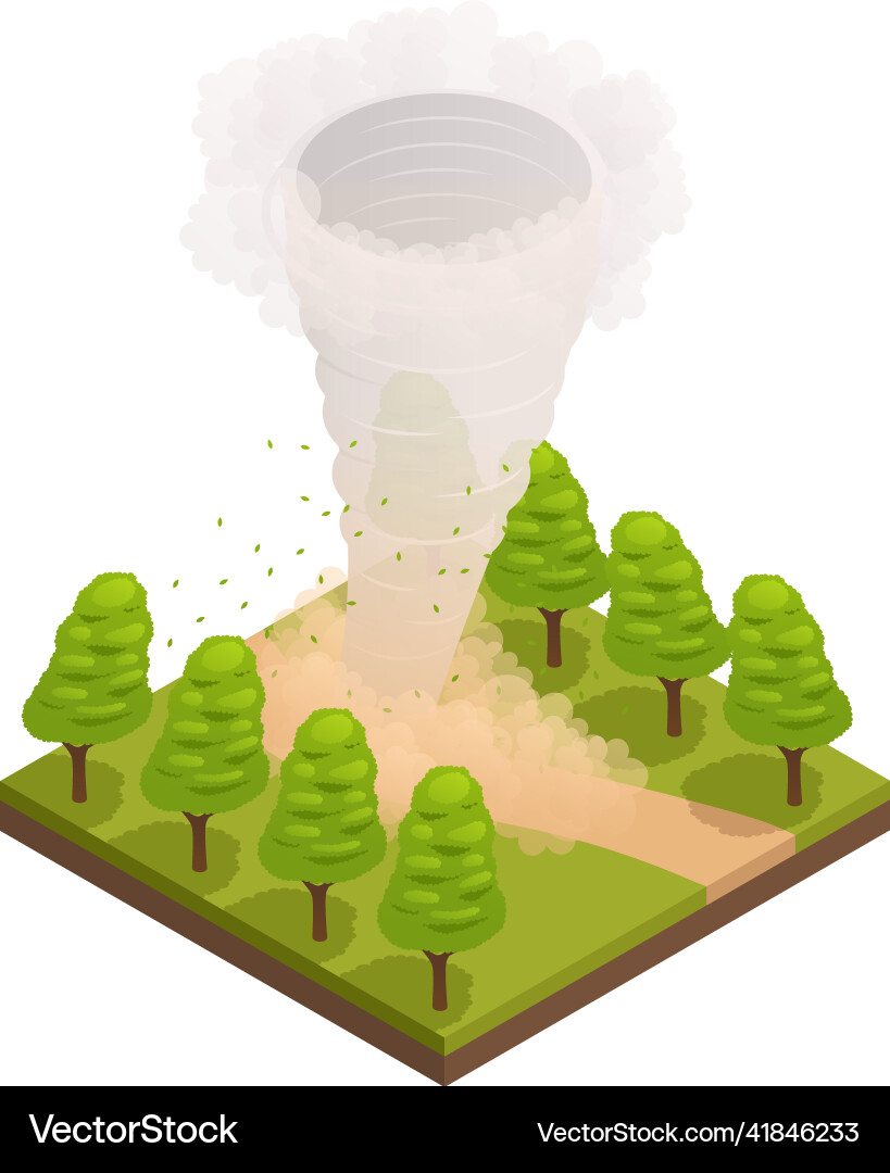 Tornado in forest composition Royalty Free Vector Image