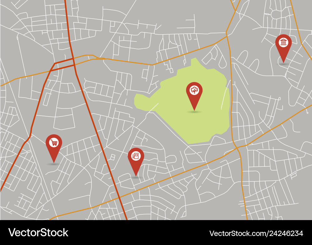 Abstract city map with small pointers Abstract city map with small pointers vector image