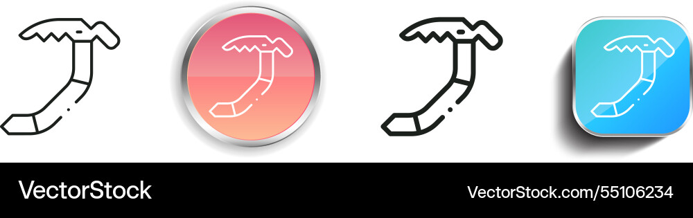 Ice axe icon thin linear regular and button style vector image