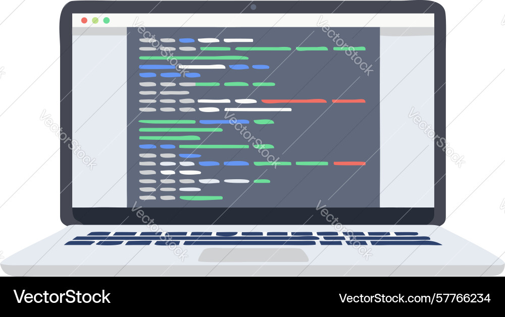Laptop mit Programmiercode tech digital arbeiten vektorbild
