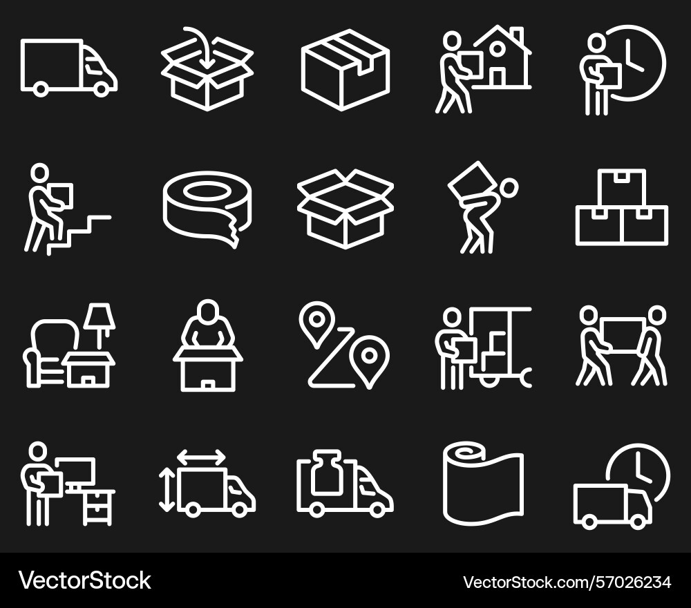 Simple set of moving service related line icons Simple set of moving service related line icons vector image