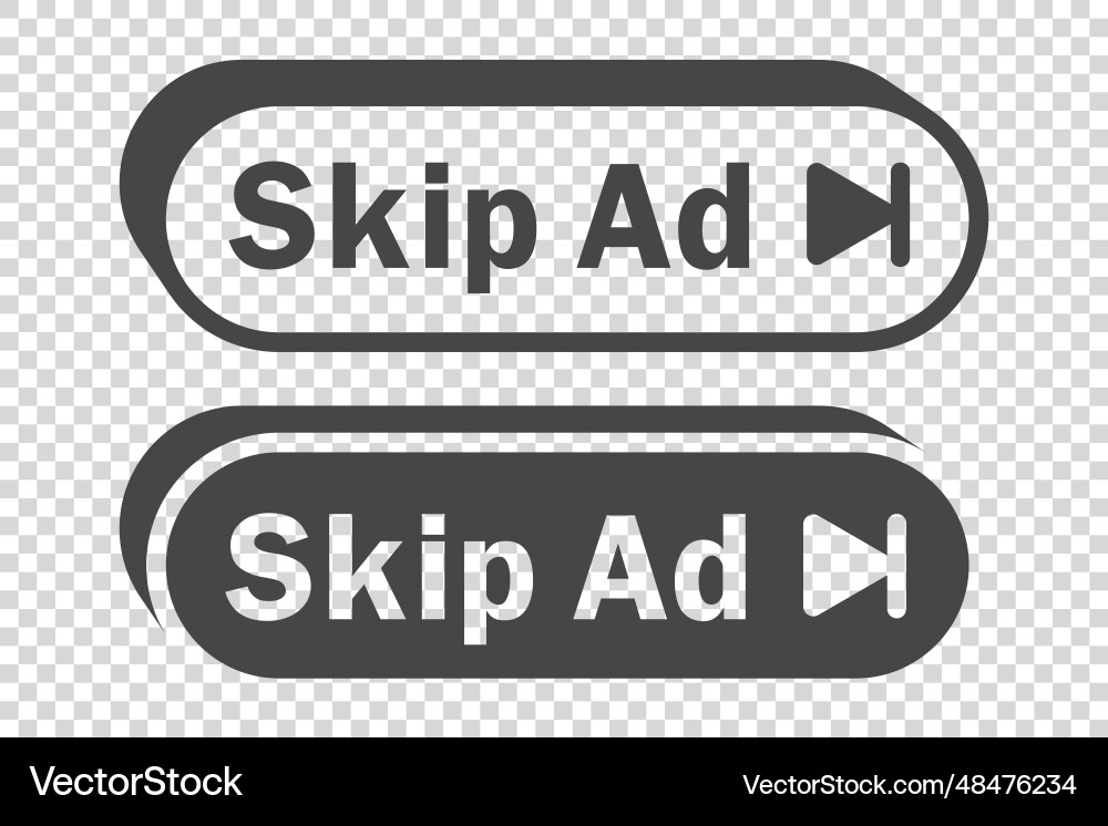 Skip ad button video block icon for advertising Skip ad button video block icon for advertising vector image