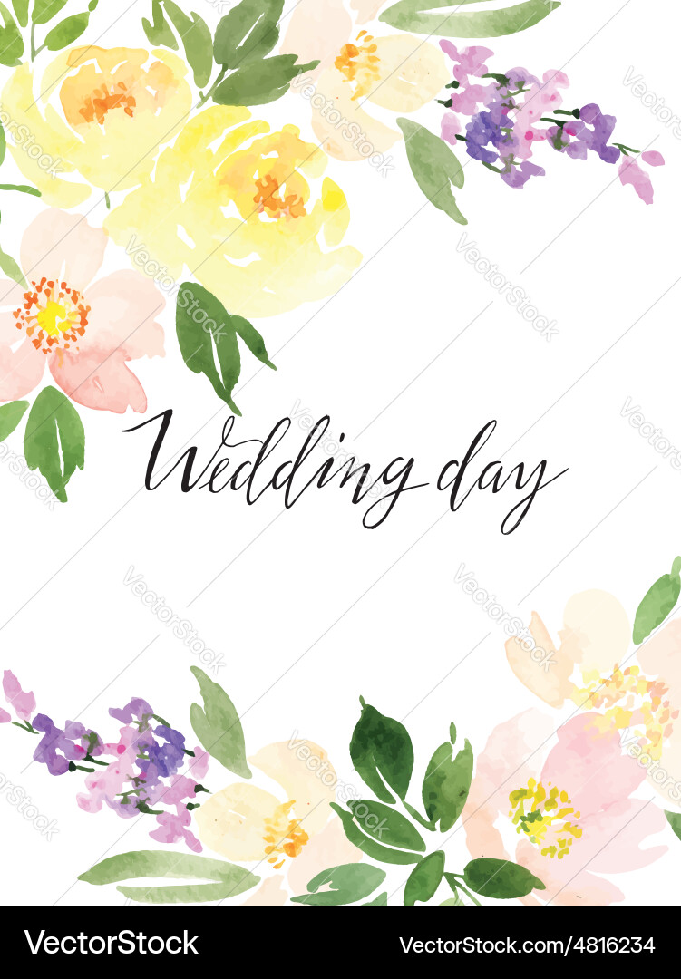 Watercolor Floral Greeting Card Vector Image