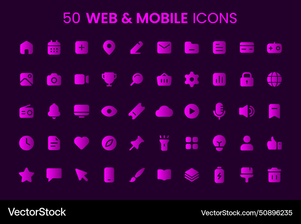 50 web and mobile icons Royalty Free Vector Image