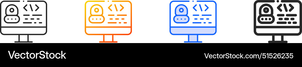 Coding iconthin linear gradient blue stroke Coding iconthin linear gradient blue stroke vector image