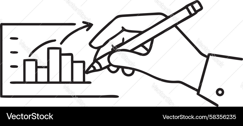 Hand Sketching Bar Graph Outline Vector Image