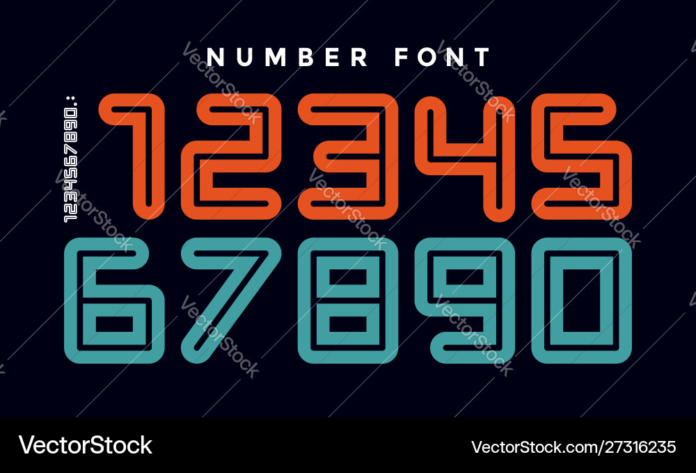 Numbers font sport with and numeric Numbers font sport with and numeric Vector Image
