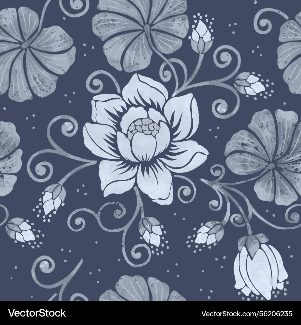Süße blaue florale Aquarell nahtlose Muster Süße blaue florale Aquarell nahtlose Muster vektorbild