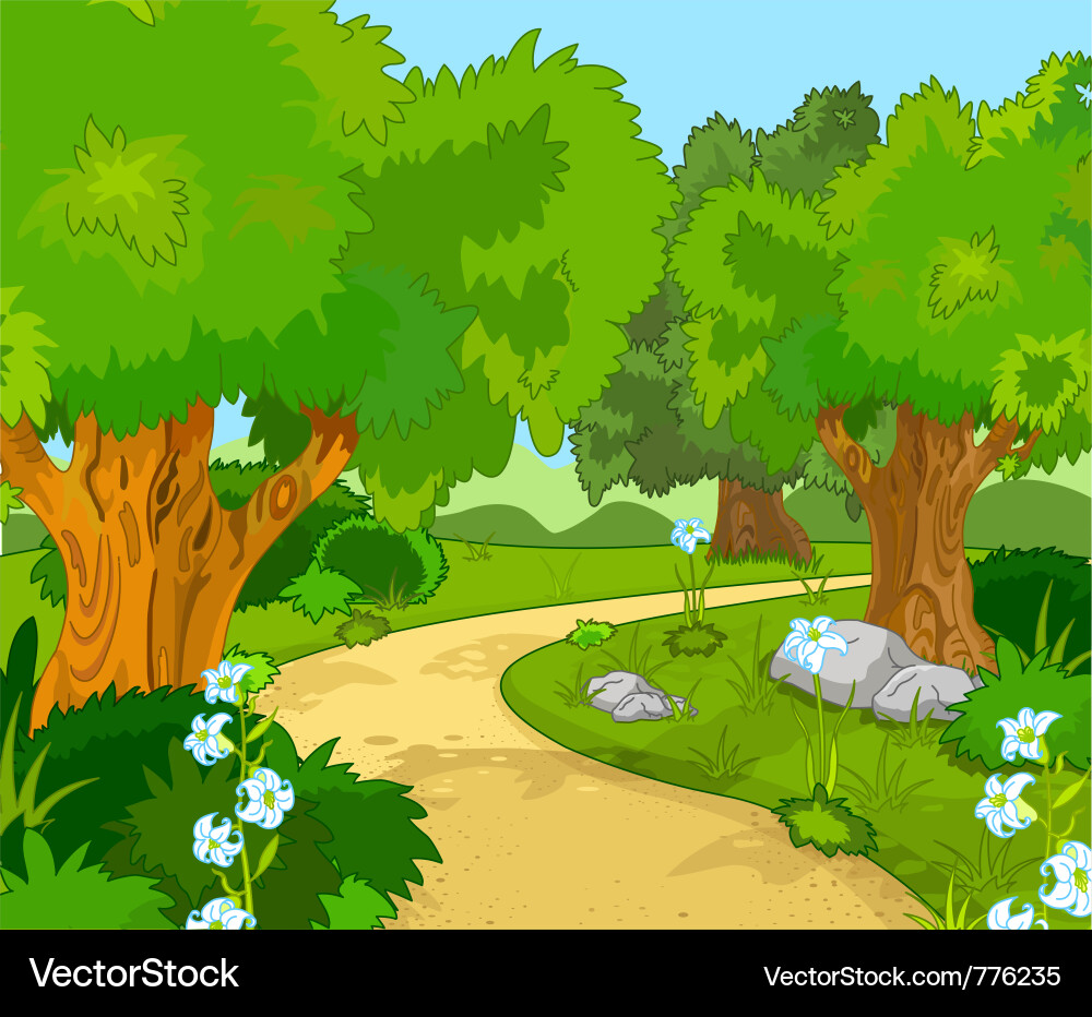 Serene Forest Scene Vector Image