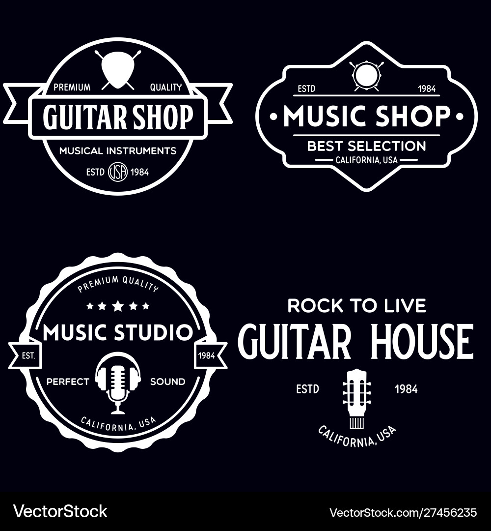 Vintage Music Shop Badges & Logos Vector Image