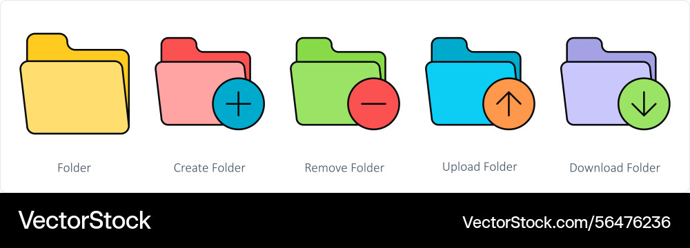 A set of folder icons as create vector image