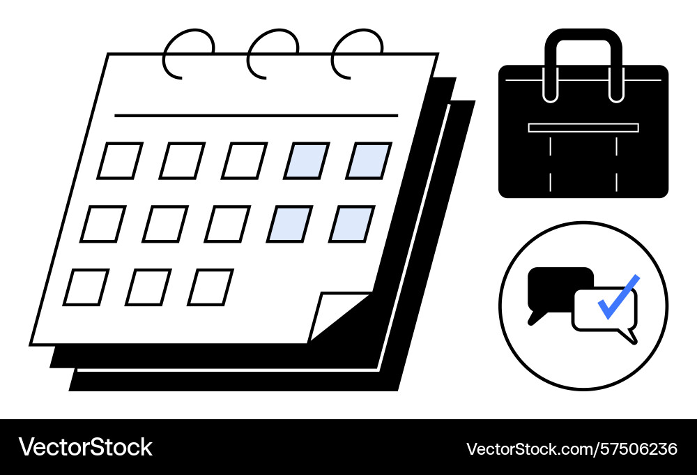 Calendar with highlighted dates briefcase Calendar with highlighted dates briefcase vector image