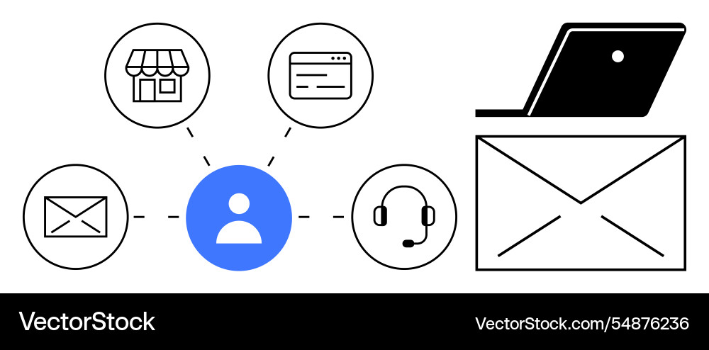 Centralized communication hub user interaction Centralized communication hub user interaction vector image