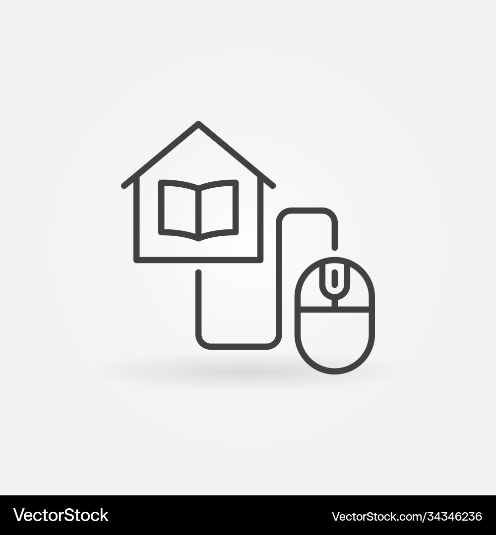House with book connected computer mouse line House with book connected computer mouse line vector image