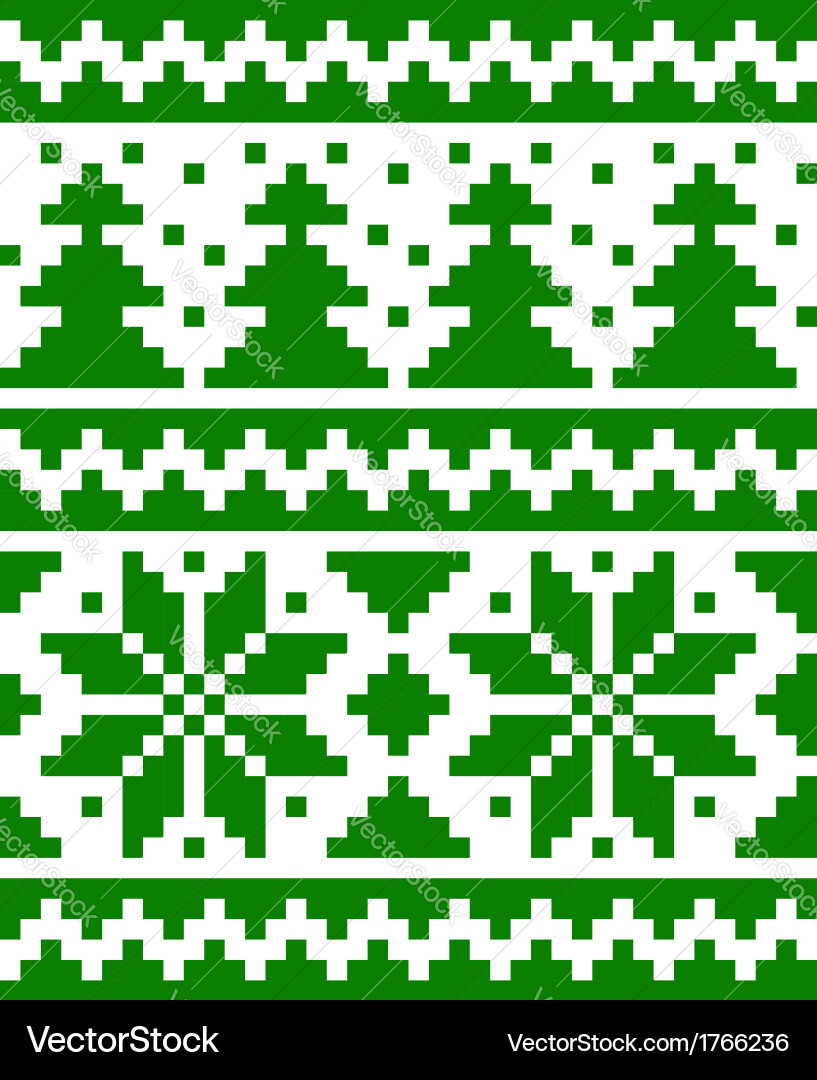 Nordic Christmas Stars & Fir Trees Muster Vektorbild
