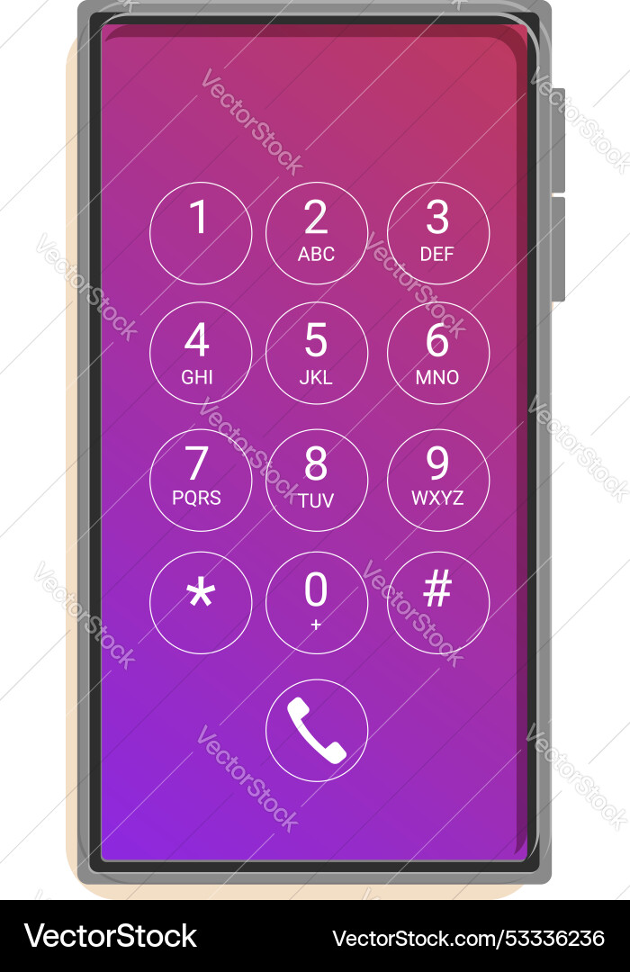 Smartphone showing number keypad on screen Smartphone showing number keypad on screen vector image