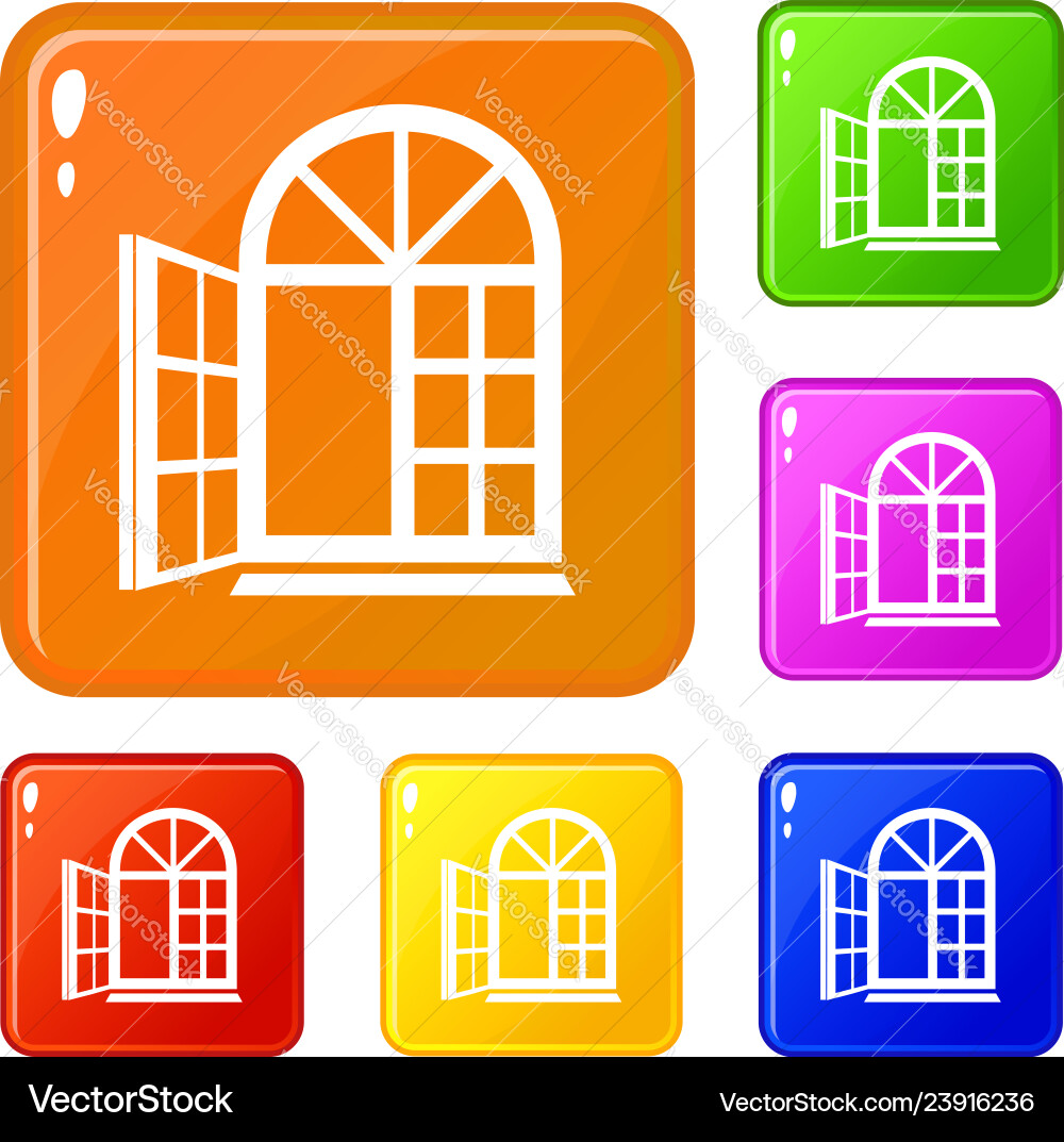 Window frame icons set color Window frame icons set color vector image