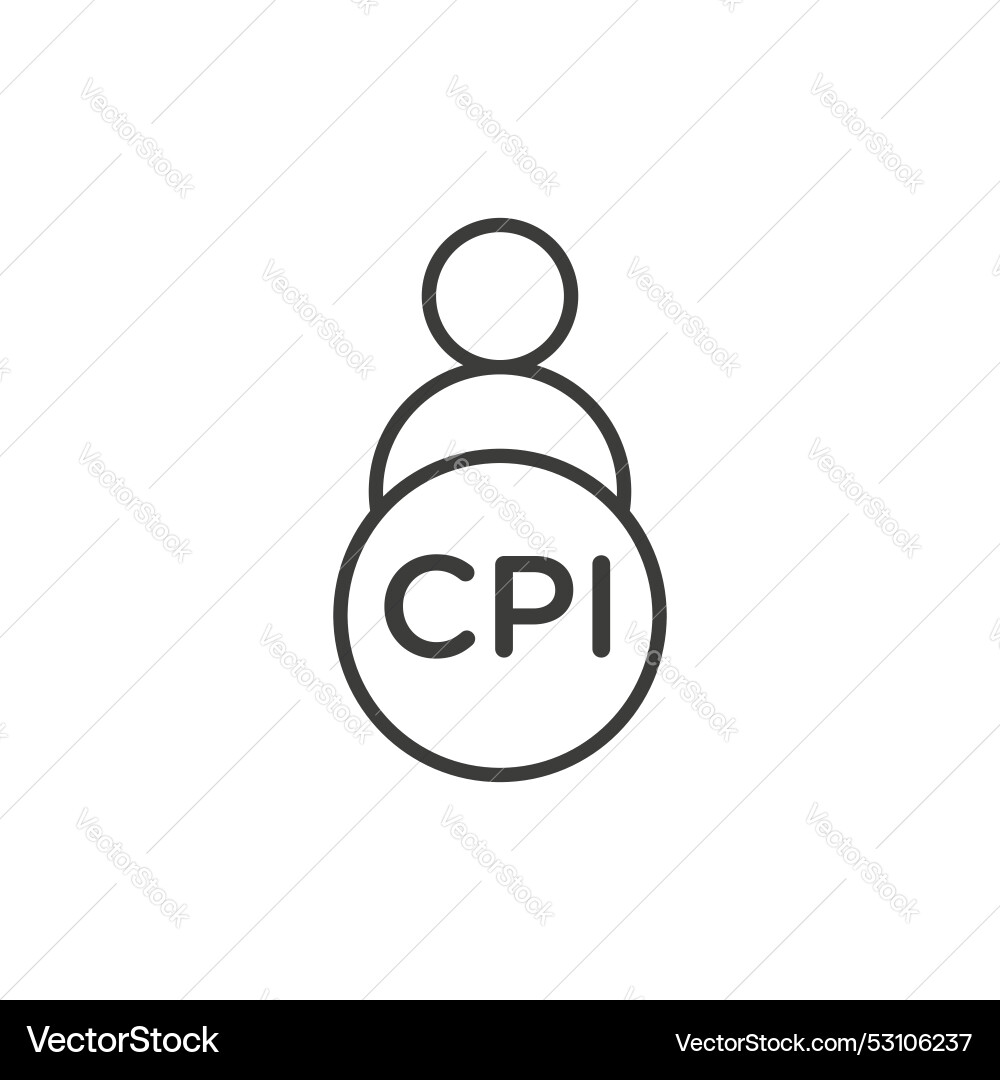 Consumer prices index line icon isolated on white Vector Image