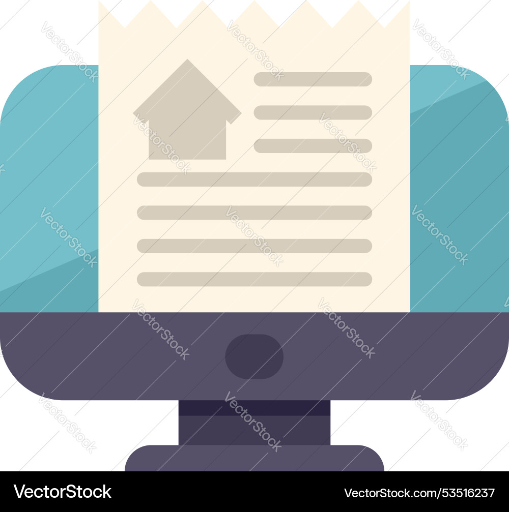 Desktop computer displaying online property Desktop computer displaying online property Vector Image