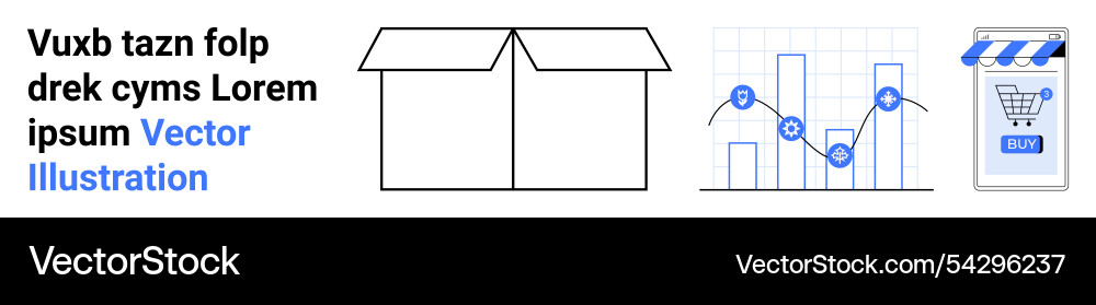 E-commerce growth packing box data analysis graph E-commerce growth packing box data analysis graph vector image
