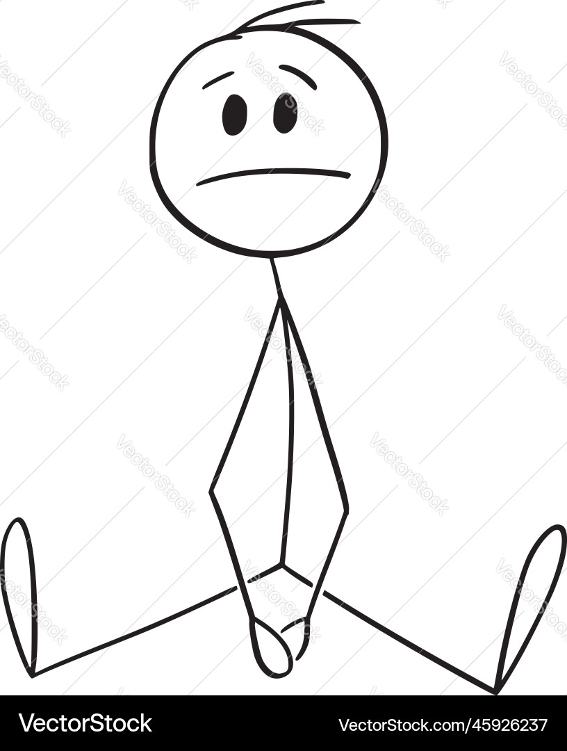 Frustrated Person Sitting on Ground Vector Image
