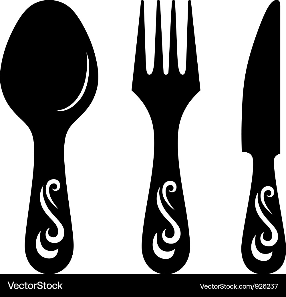 Knife fork and spoon Royalty Free Vector Image