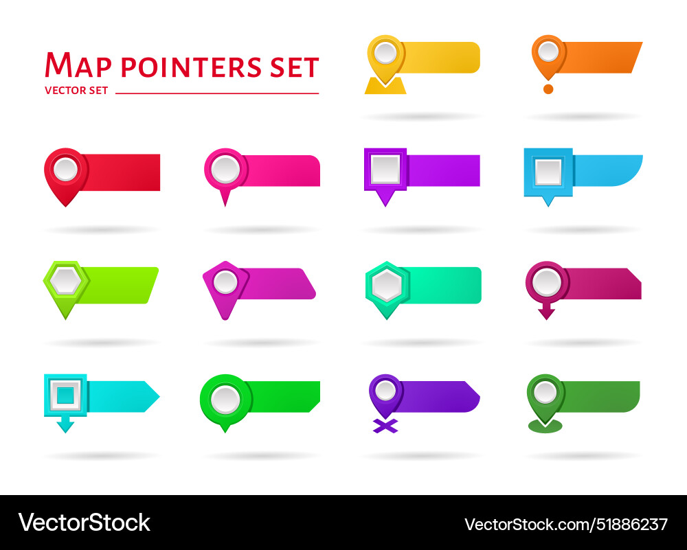 Map pins text marker icons banner pointer Map pins text marker icons banner pointer vector image