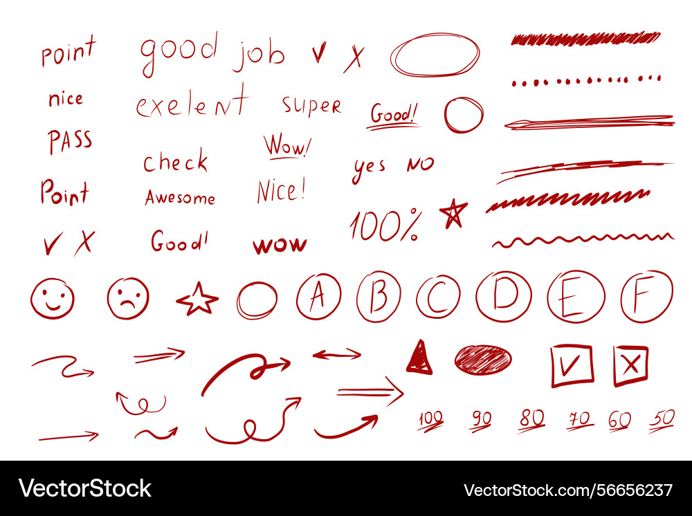 Mark point score exam highlight check arrows Mark point score exam highlight check arrows Vector Image