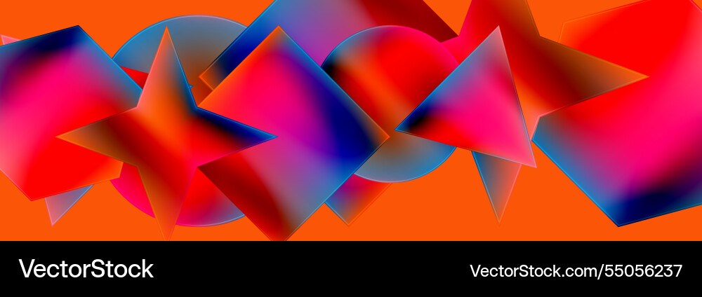 Neon color geometric shapes square triangle circle Vector Image