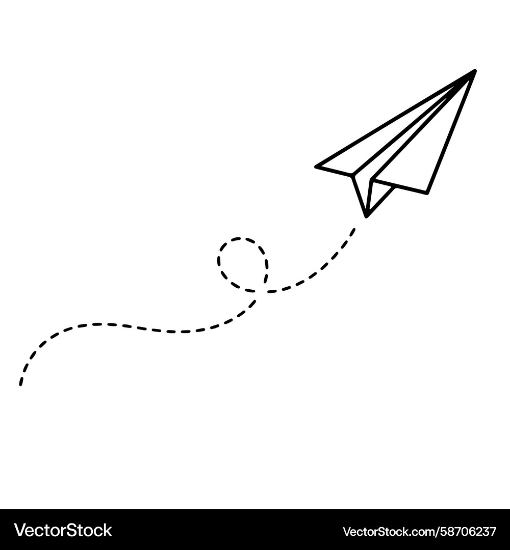 Paper airplane flying on a dashed curve path Vector Image