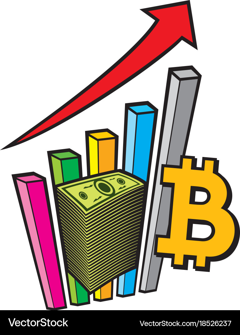 Positive business graph with arrow and bitcoin sig vector image