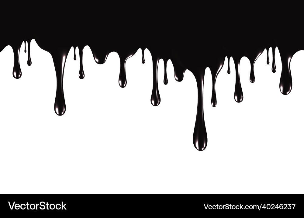 Realistic black paint drips isolated on a white Realistic black paint drips isolated on a white vector image