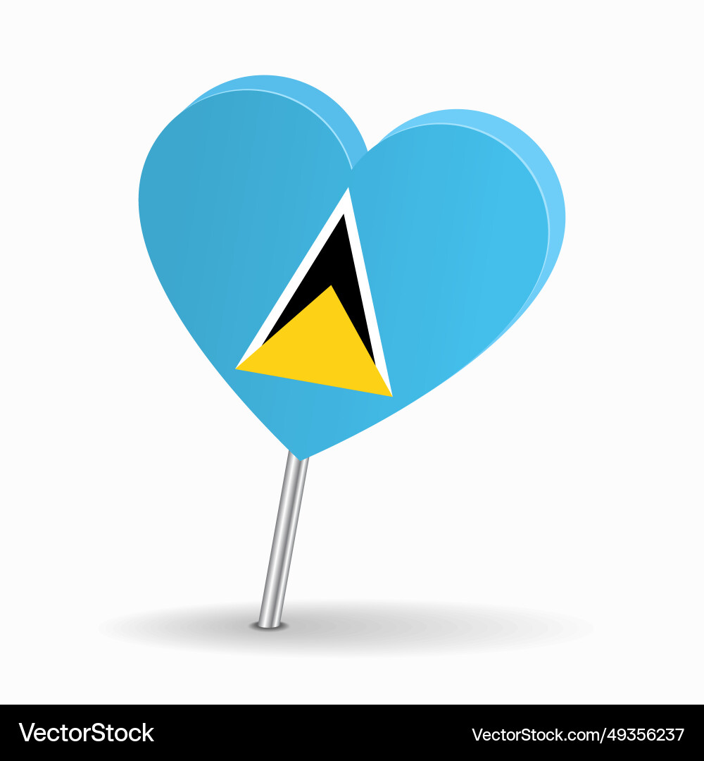 Saint lucia flag heart-shaped map pointer layout vector image