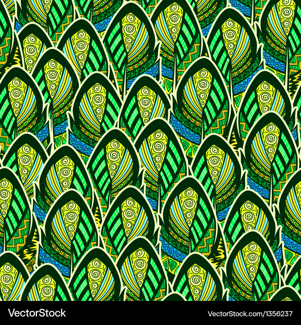 Seamless pattern with ornate feathers vector image