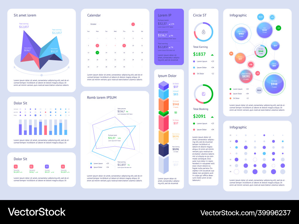 Statistics and Data Visualization Templates vector image