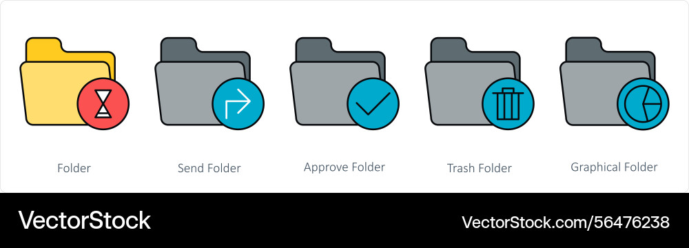 A set of folder icons as send vector image