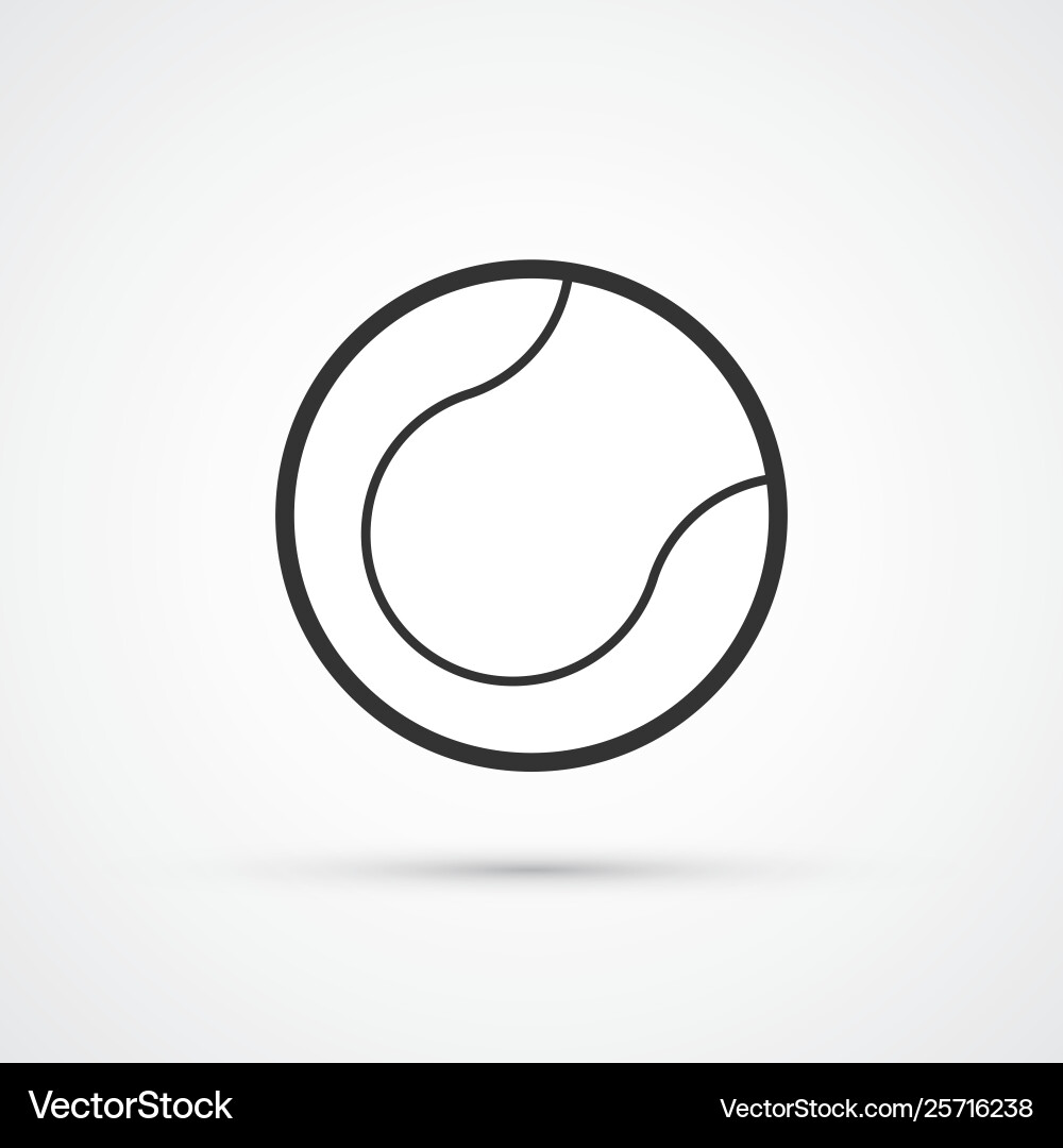 Cute Tennis Ball Icon - Flat Style Vector Image