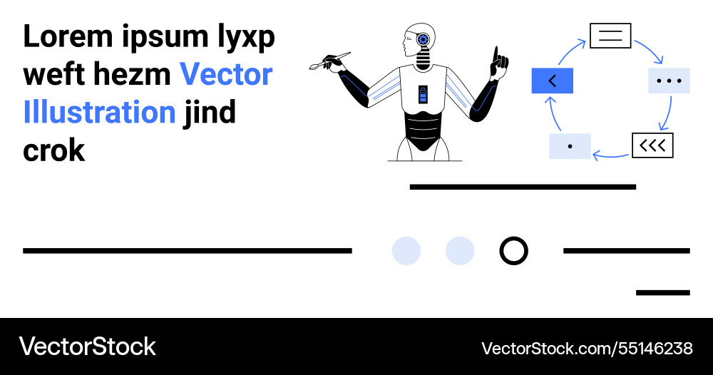 Futuristic robot with circuit elements and text vector image
